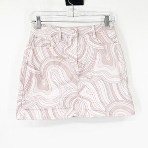 Wilfred Free Aritzia Printed Mini Denim Skirt